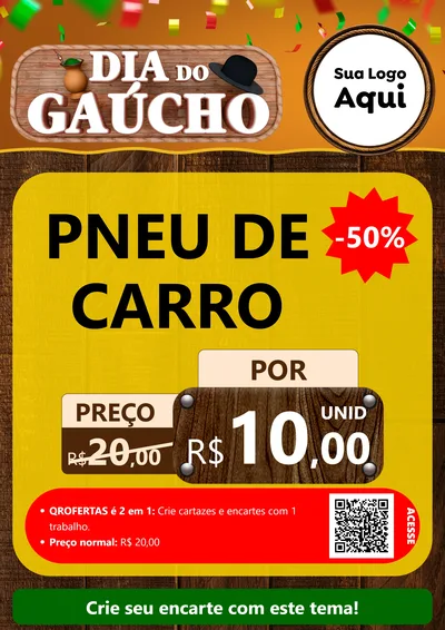Modelo de Cartaz para Cartaz A4 Vertical com o tema Dia do Gaúcho para Auto peças