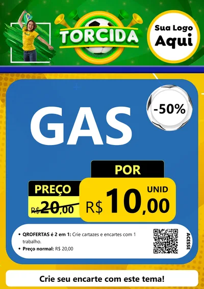 Modelo de Cartaz para Cartaz A4 Vertical com o tema Torcida para Água e gás