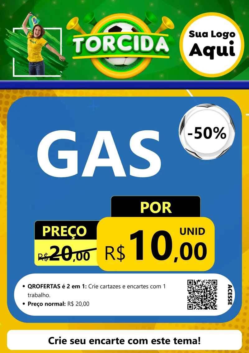 Modelo de Cartaz para Cartaz A4 Vertical com o tema Torcida para Água e gás
