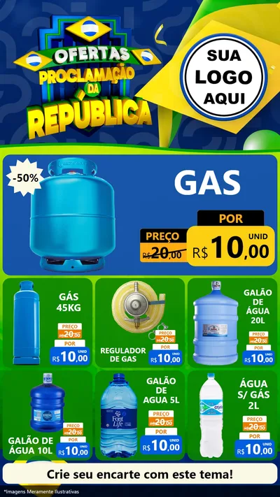 Modelo de Rede Social para Stories com o tema Ofertas Proclamação da República para Água e gás