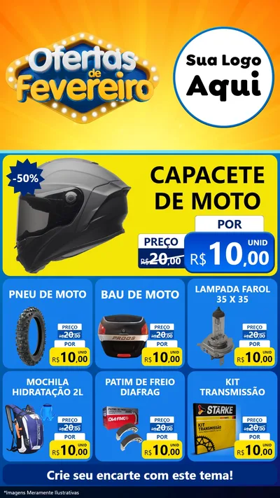 Modelo de Rede Social para Stories com o tema Ofertas de Fevereiro para Moto peças