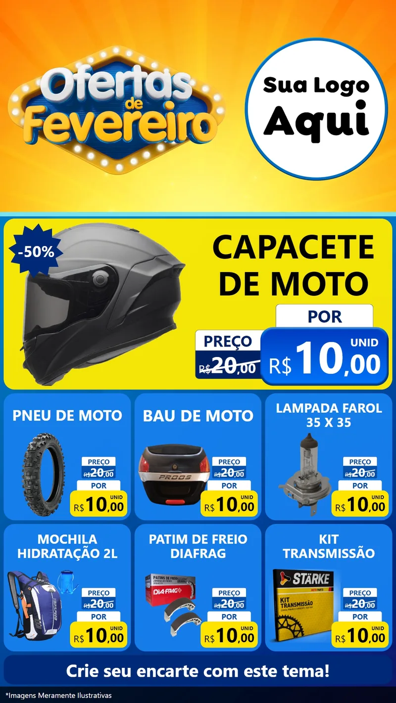 Modelo de Rede Social para Stories com o tema Ofertas de Fevereiro para Moto peças