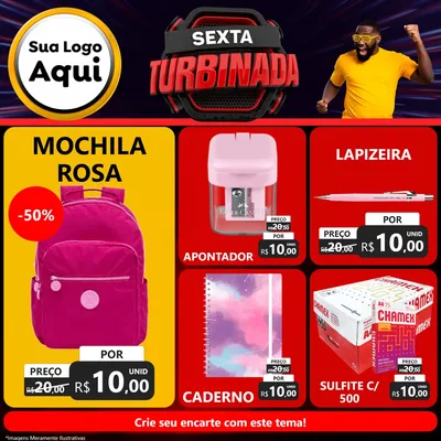 Modelo de Rede Social para Feed Facebook com o tema Sexta Turbinada para Papelaria