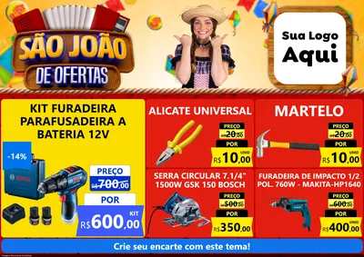 Modelo de Encarte para Encarte A4 Horizontal com o tema São João de Ofertas para Maquinas e Ferramentas