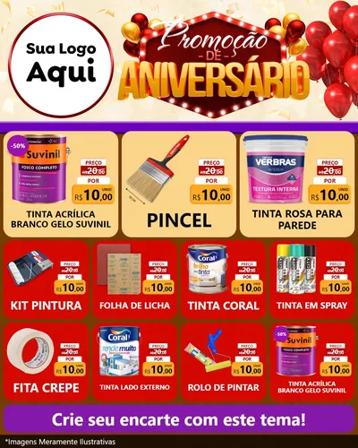 Modelo de Rede Social para Feed Instagram com o tema Promoção de Aniversário para Tintas e Ferramentas
