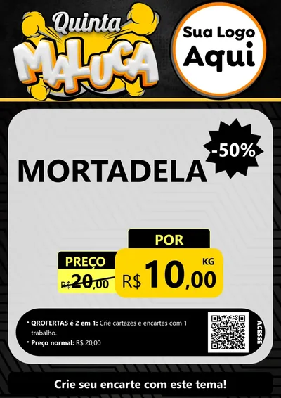 Modelo de Cartaz para Cartaz A4 Vertical com o tema Quinta Maluca para Frios e Laticínios
