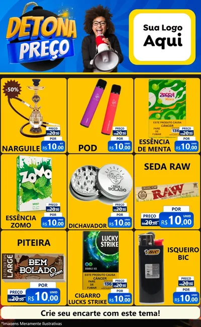 Modelo de Encarte para Encarte Grande com o tema Detona Preços para Tabacaria