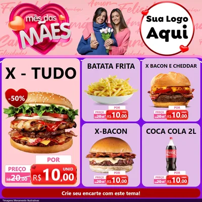 Modelo de Rede Social para Feed Facebook com o tema Mês Das Mães para Hamburgueria