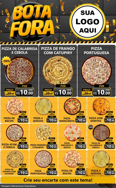 Modelo de Encarte para Encarte Grande com o tema Bota Fora para Pizzaria