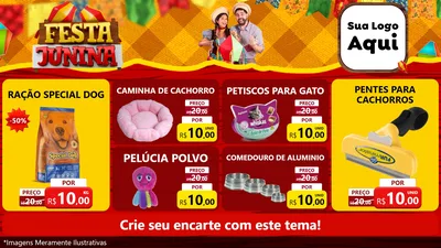 Modelo de TV para TV Horizontal com o tema Festa Junina para Pet Shop