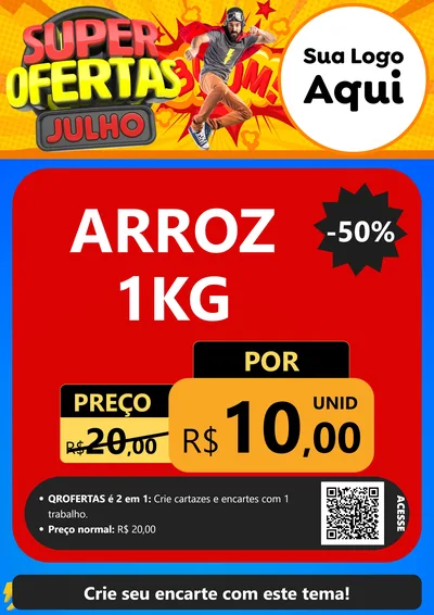 Modelo de Cartaz para Cartaz A4 Vertical com o tema Super Ofertas Julho para Supermercado