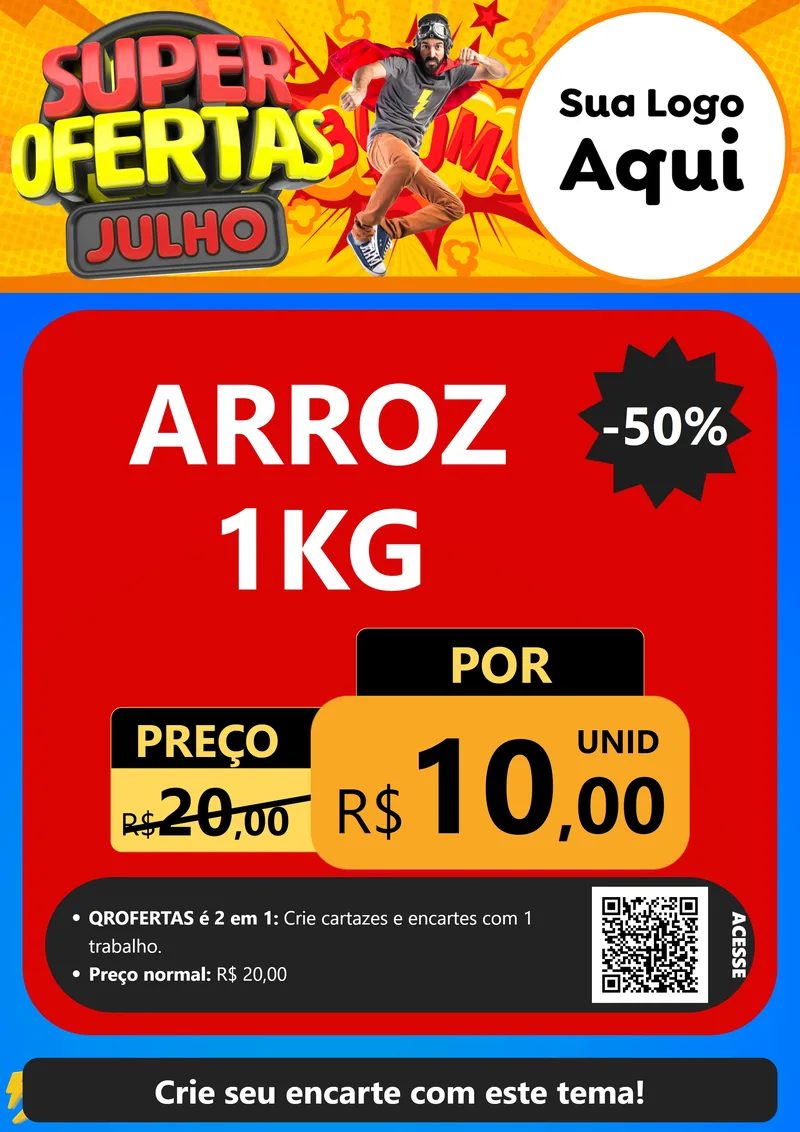 Modelo de Cartaz para Cartaz A4 Vertical com o tema Super Ofertas Julho para Supermercado