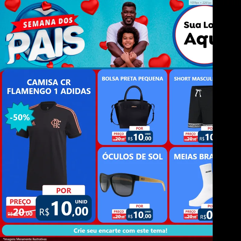 Modelo de Rede Social para Feed Facebook com o tema Semana Dos Pais para Roupas e acessórios