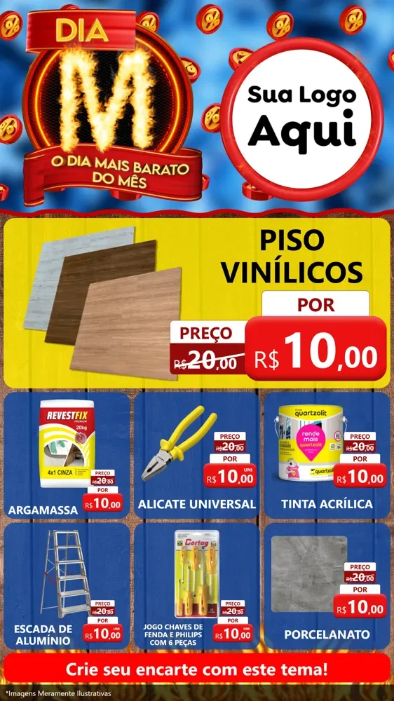 Modelo de Rede Social para Stories com o tema Dia M - O Dia Mais Barato Do Mês para Material para Construção