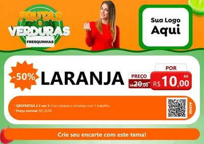 Modelo de Cartaz para Cartaz A4 Horizontal com o tema Frutas e Verduras para Hortifrúti