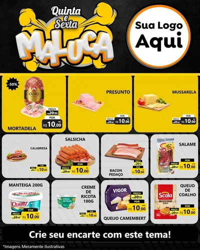 Modelo de Rede Social para Feed Instagram com o tema Quinta e Sexta Maluca para Frios e Laticínios