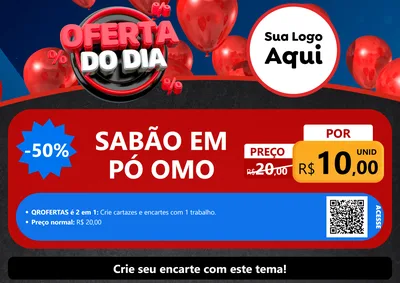 Modelo de Cartaz para Cartaz A4 Horizontal com o tema Oferta do Dia para Produtos de Limpeza