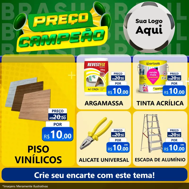 Modelo de Rede Social para Feed Facebook com o tema Preço Campeão - Copa para Material para Construção