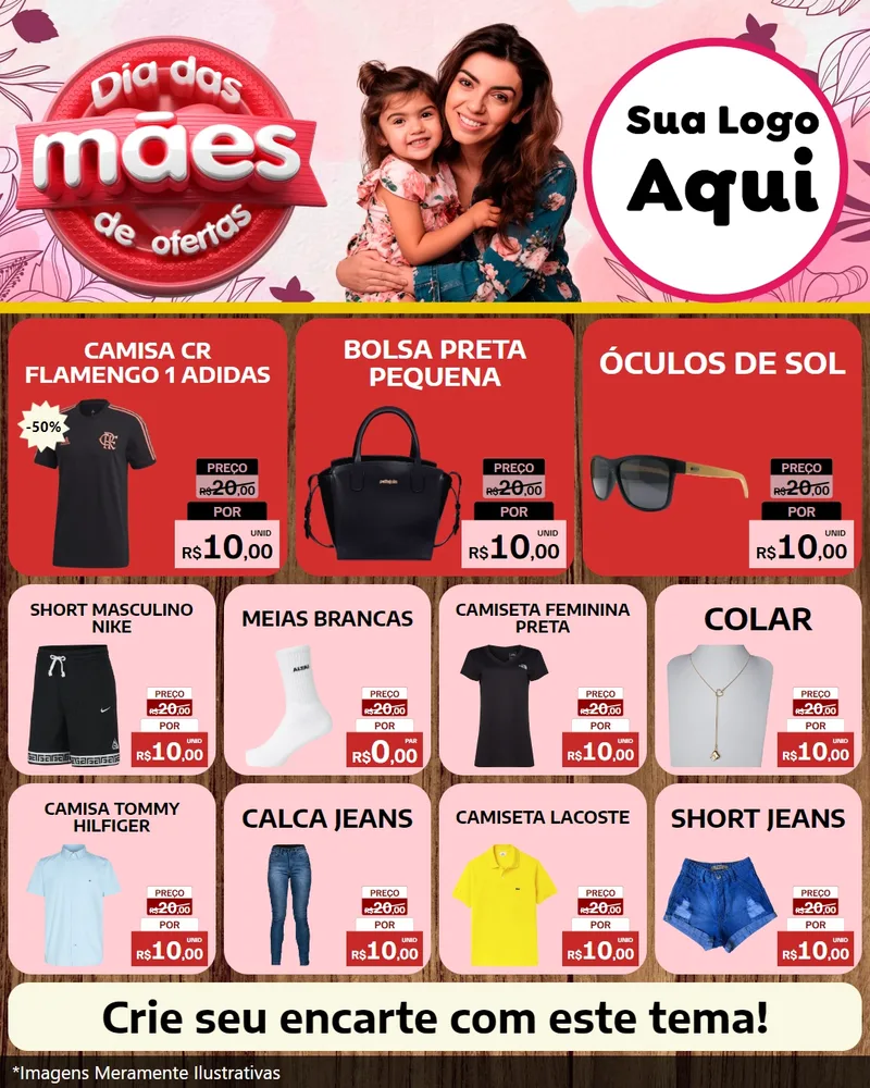 Modelo de Rede Social para Feed Instagram com o tema Dia Das Mães De Ofertas para Roupas e acessórios