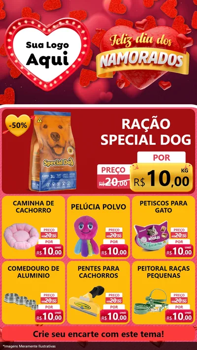 Modelo de Rede Social para Stories com o tema Feliz Dia Dos Namorados para Pet Shop