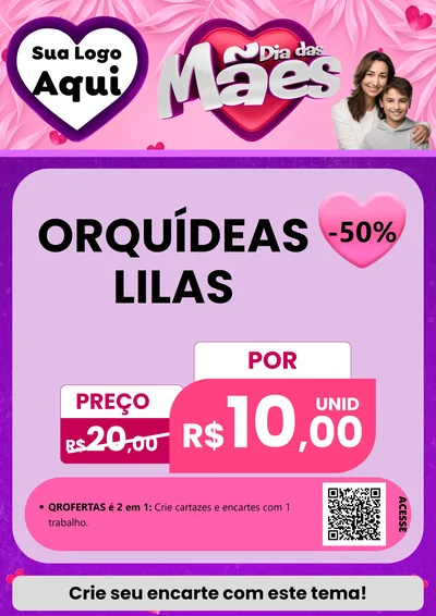 Modelo de Cartaz para Cartaz A4 Vertical com o tema Dia das Mães para Floricultura e jardim