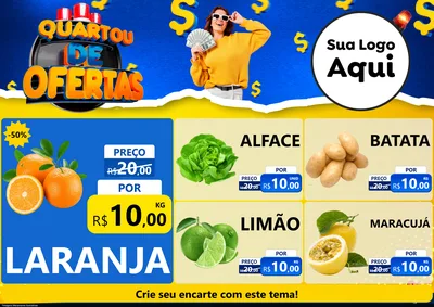 Modelo de Encarte para Encarte A4 Horizontal com o tema Quartou de Ofertas para Hortifrúti