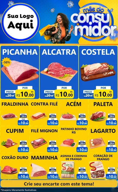 Modelo de Encarte para Encarte Grande com o tema Mês do Consumidor para Açougue