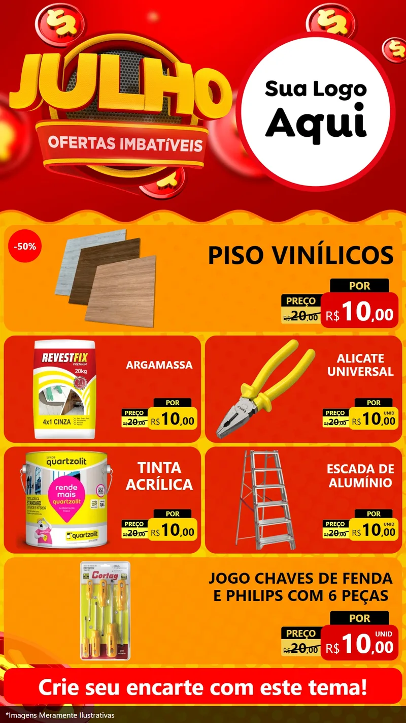 Modelo de TV para TV Vertical com o tema Julho Ofertas Imbatíveis para Material para Construção