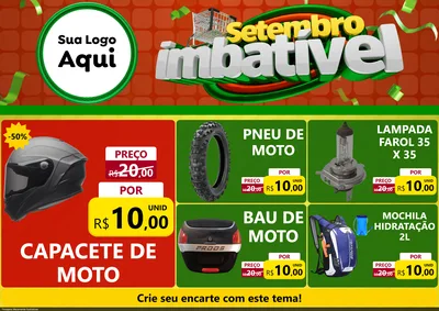 Modelo de Encarte para Encarte A4 Horizontal com o tema Setembro Imbatível para Moto peças
