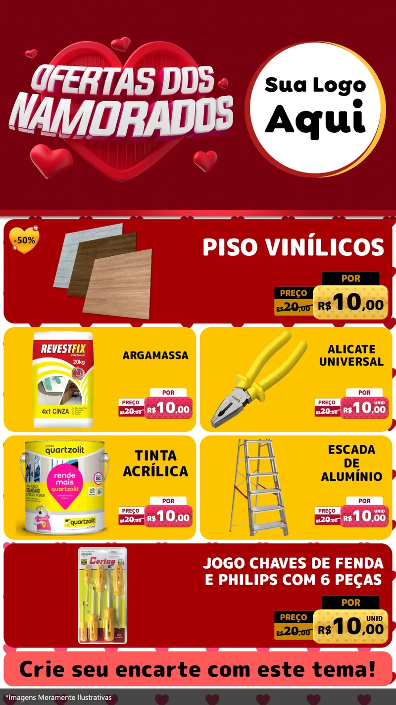 Modelo de TV para TV Vertical com o tema Ofertas Dos Namorados para Material para Construção