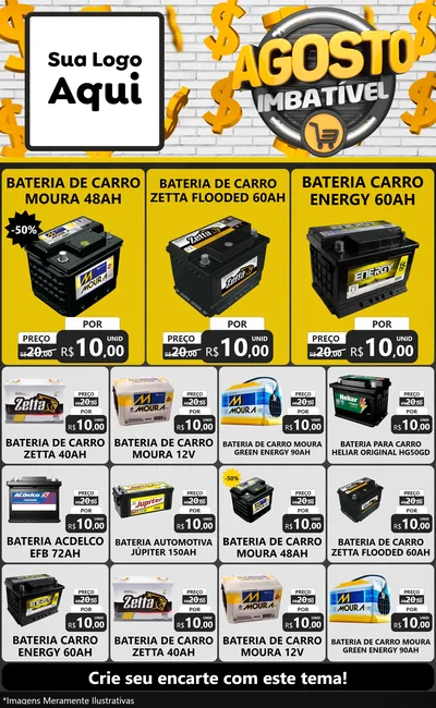 Modelo de Encarte para Encarte Grande com o tema Agosto imbatível para Baterias Elétricas