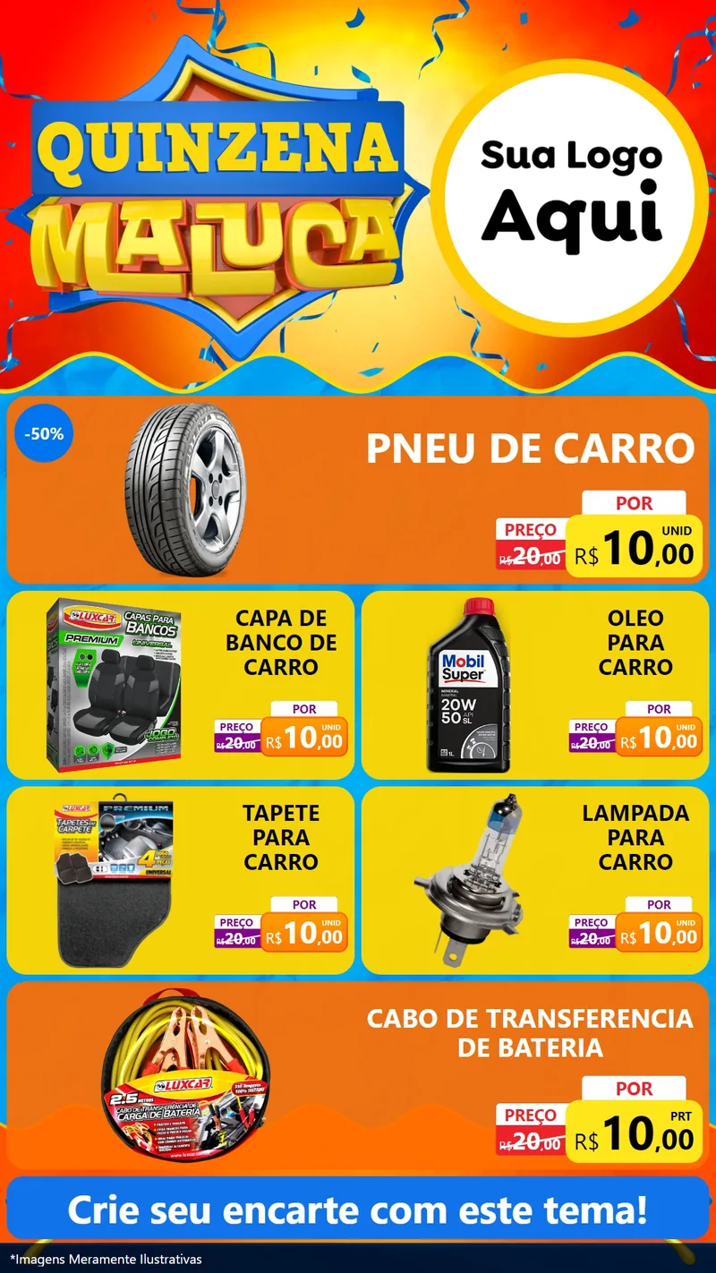 Modelo de TV para TV Vertical com o tema Quinzena Maluca para Auto peças