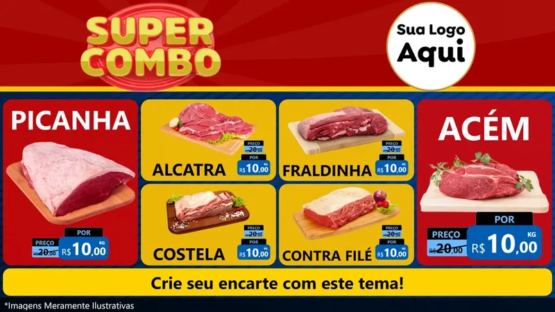 Modelo de TV para TV Horizontal com o tema Super Combo para Açougue