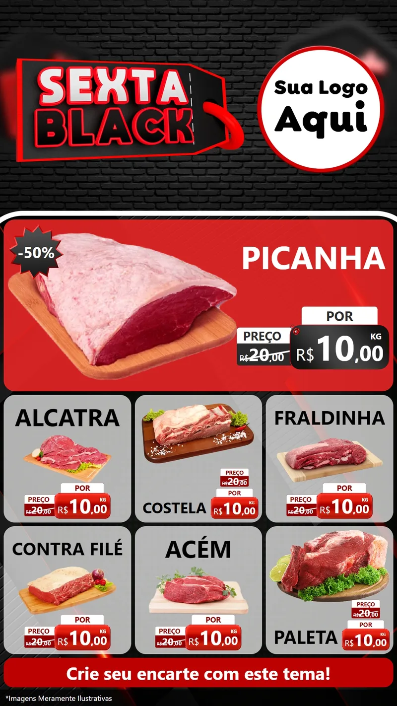 Modelo de Rede Social para Stories com o tema Sexta Black para Açougue