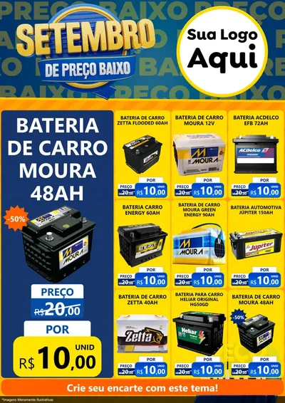Modelo de Encarte para Encarte A4 Vertical com o tema Setembro De Preço Baixo para Baterias Elétricas