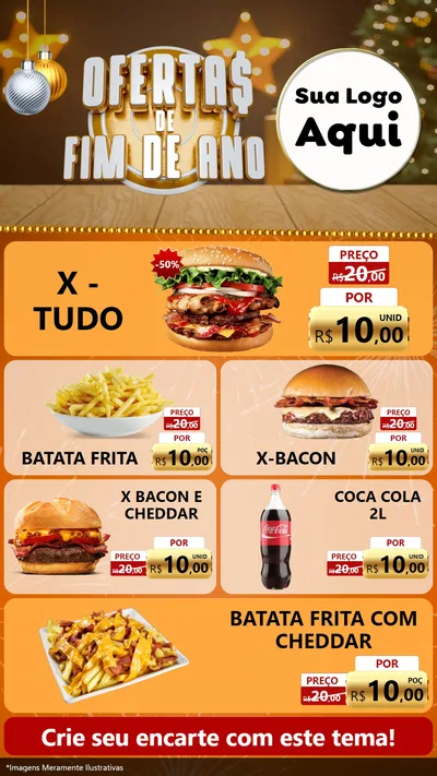 Modelo de TV para TV Vertical com o tema Ofertas de Fim de Ano para Hamburgueria
