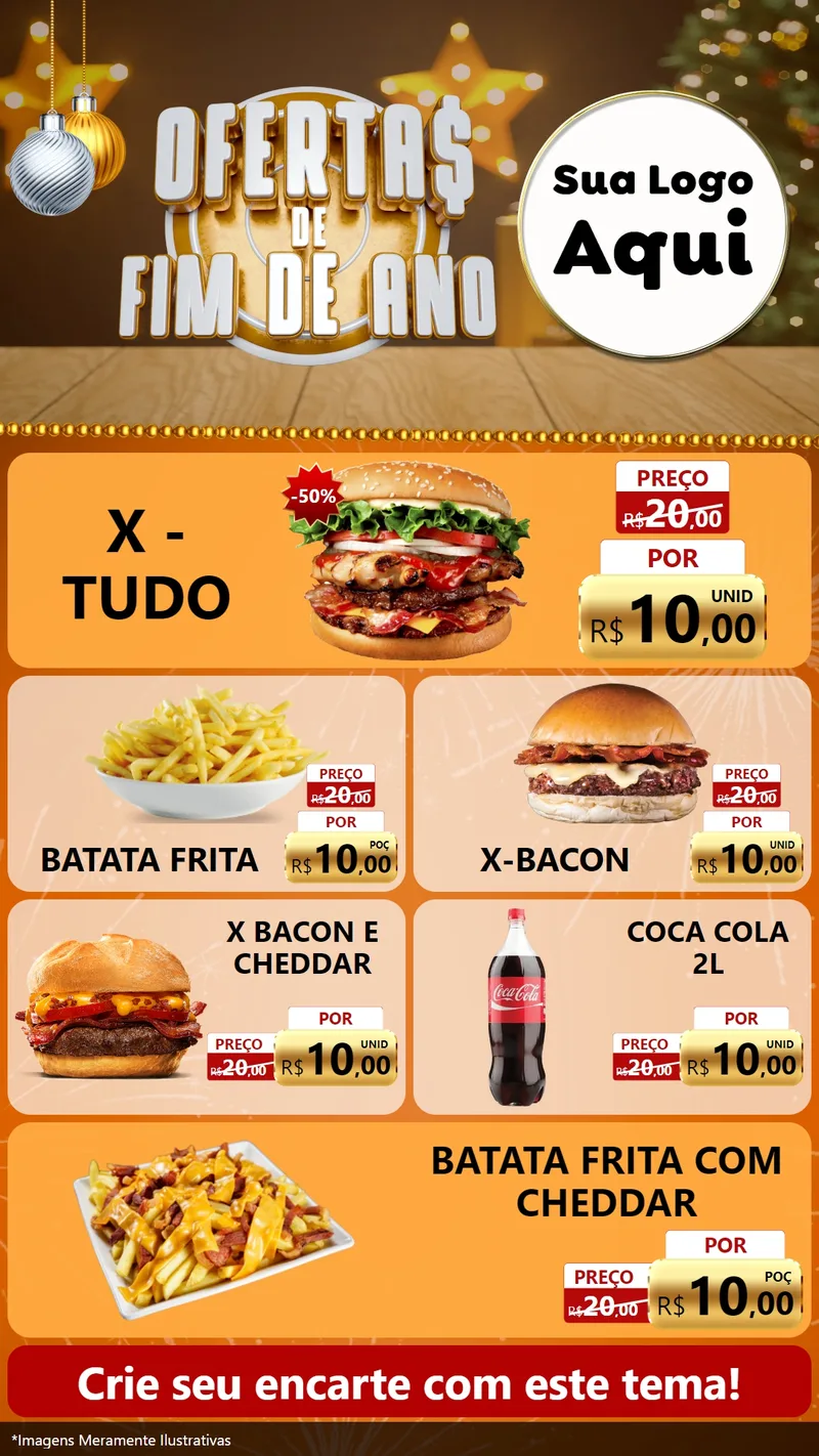 Modelo de TV para TV Vertical com o tema Ofertas de Fim de Ano para Hamburgueria