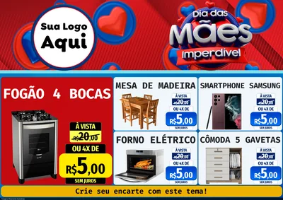 Modelo de Encarte para Encarte A4 Horizontal com o tema Dia Das Mães Imperdível para Móveis e Eletro
