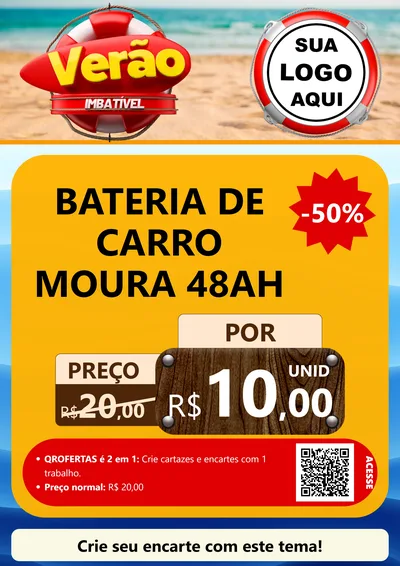 Modelo de Cartaz para Cartaz A4 Vertical com o tema Verão Imbatível para Baterias Elétricas