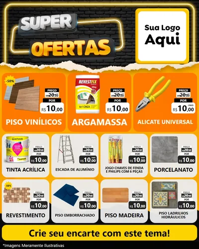 Modelo de Rede Social para Feed Instagram com o tema Super Ofertas para Material para Construção
