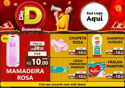 Modelo de Encarte para Encarte A4 Horizontal com o tema Dia D Economia para Bebês