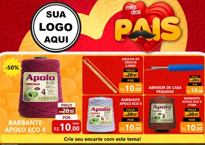 Modelo de Encarte para Encarte A4 Horizontal com o tema Mês Dos Pais para Armarinho e Aviamentos