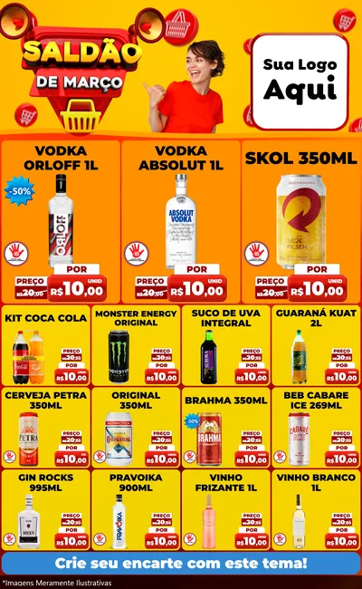 Modelo de Encarte para Encarte Grande com o tema Saldão de Março para Distribuidora de bebidas