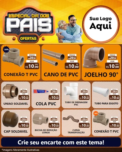 Modelo de Rede Social para Feed Instagram com o tema Especial Dia dos Pais para Tubos e conexões