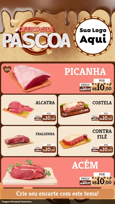 Modelo de TV para TV Vertical com o tema Ofertas de Páscoa para Açougue