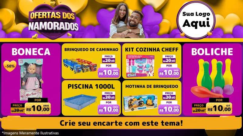 Modelo de TV para TV Horizontal com o tema Oferta Dos Namorados para Brinquedos