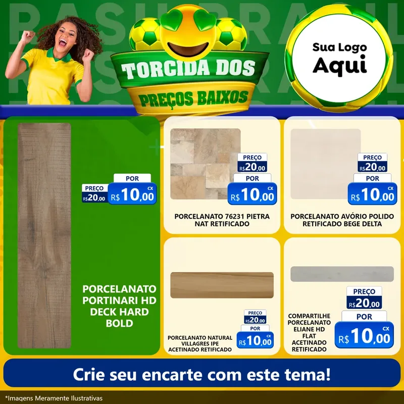Modelo de Rede Social para Feed Facebook com o tema Torcida dos Preços Baixos - Copa para Pisos e revestimentos