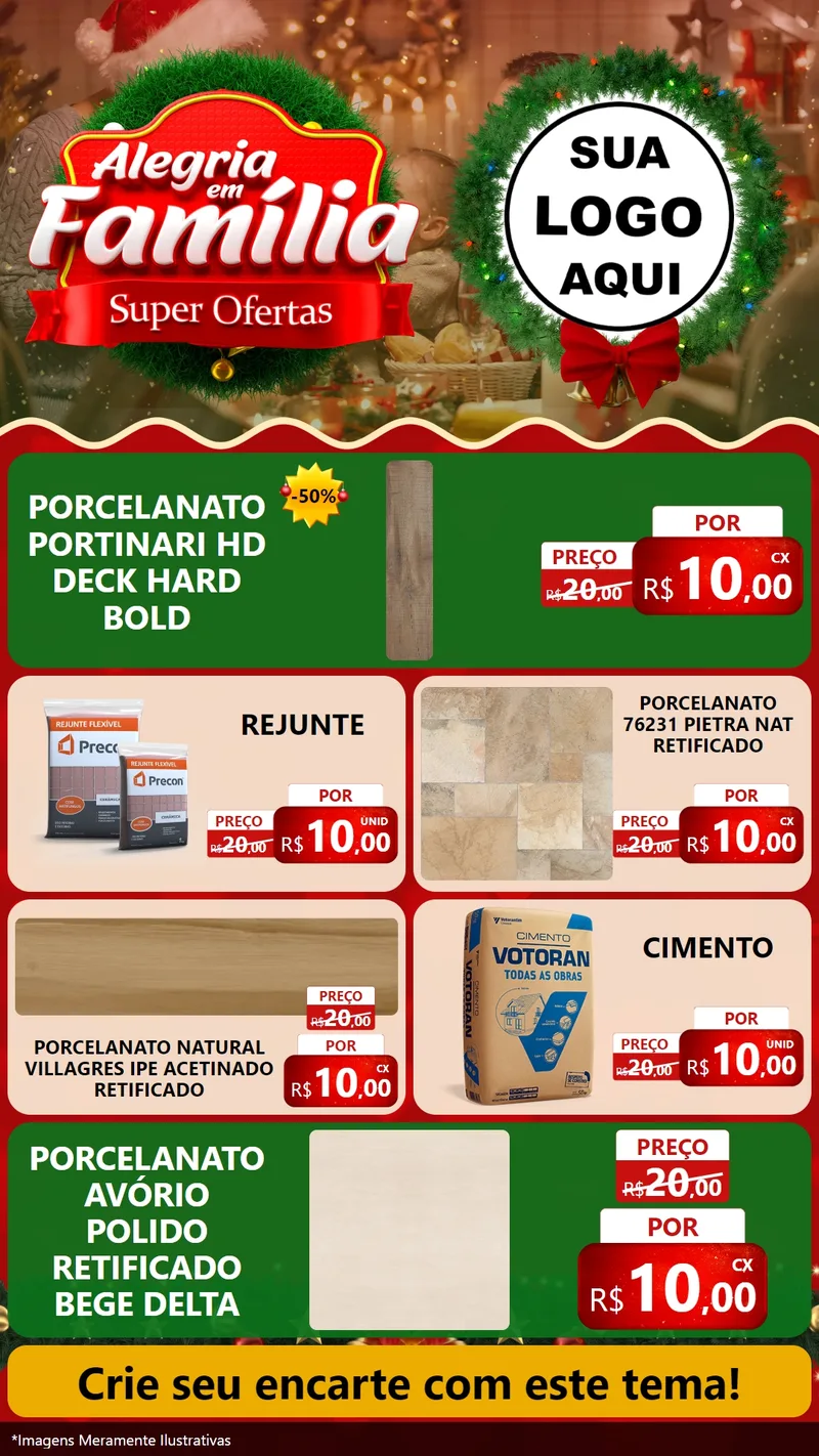 Modelo de TV para TV Vertical com o tema Alegria Em Família - Super Ofertas para Pisos e revestimentos