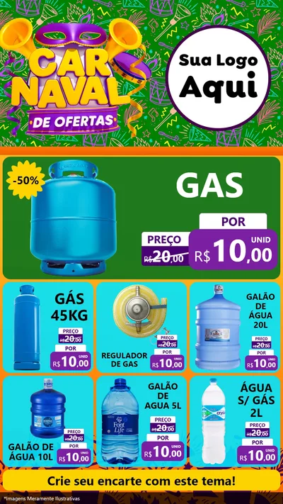 Modelo de Rede Social para Stories com o tema Carnaval de Ofertas para Água e gás