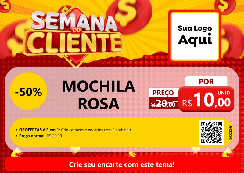 Modelo de Cartaz para Cartaz A4 Horizontal com o tema Semana do Cliente para Papelaria